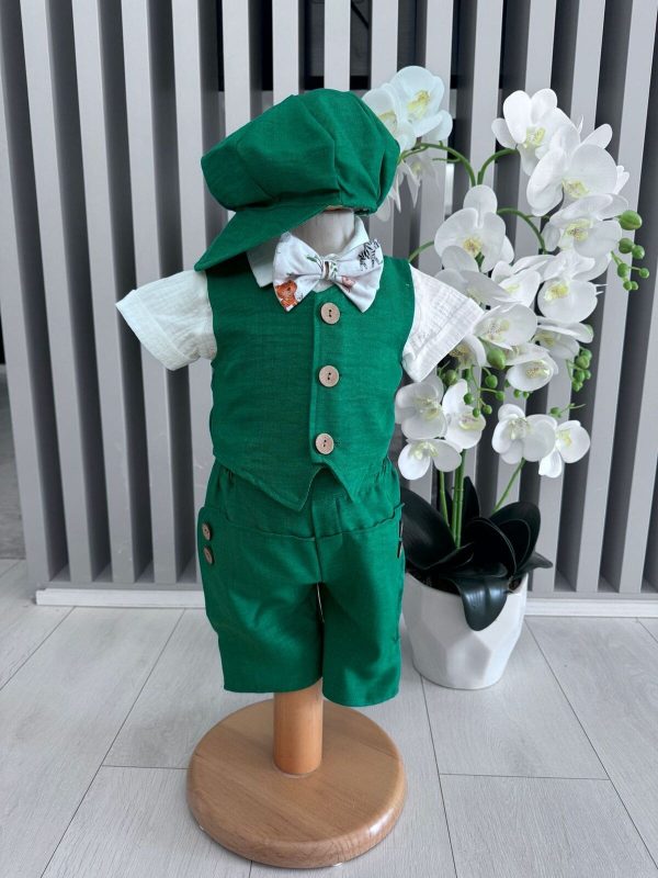 Costumaș botez băiețel, Vară - verde, 5 piese - ILIF506010 - Image 3