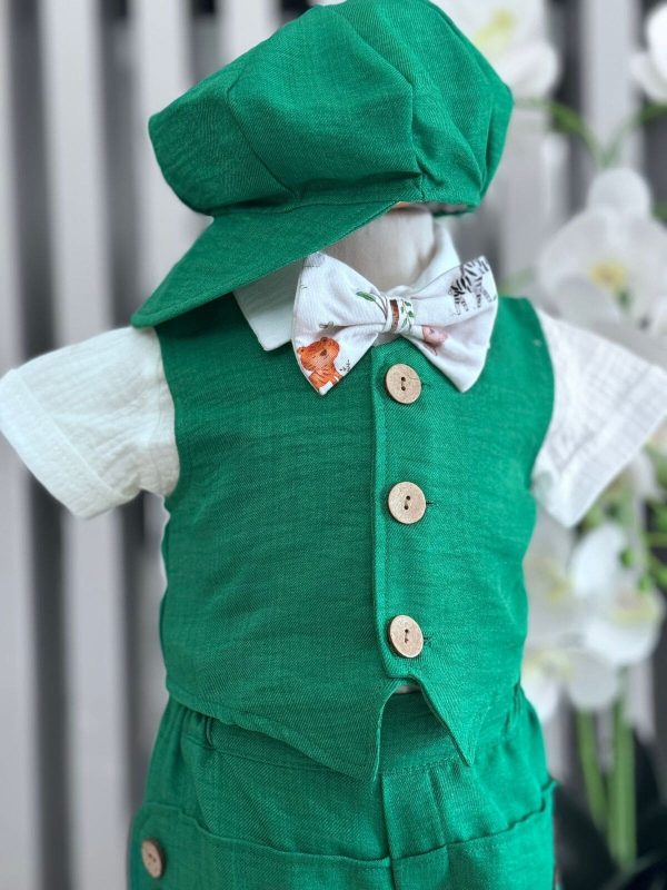 Costumaș botez băiețel, Vară - verde, 5 piese - ILIF506010 - Image 2