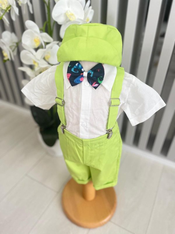 Costumaș botez băiețel, Vară - verde lime - ILIF506081 - imagine 4