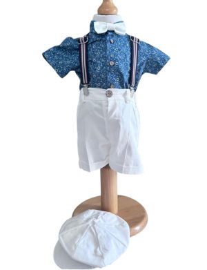 Costumaș botez băiețel - camasă cu model, bleumarin, Vară 5 piese - ILIF506008