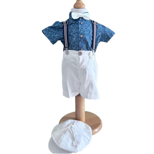 Costumaș botez băiețel - camasă cu model, bleumarin, Vară 5 piese - ILIF506008