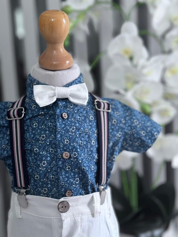 Costumaș botez băiețel - camasă cu model, bleumarin, Vară 5 piese - ILIF506008 - Image 4