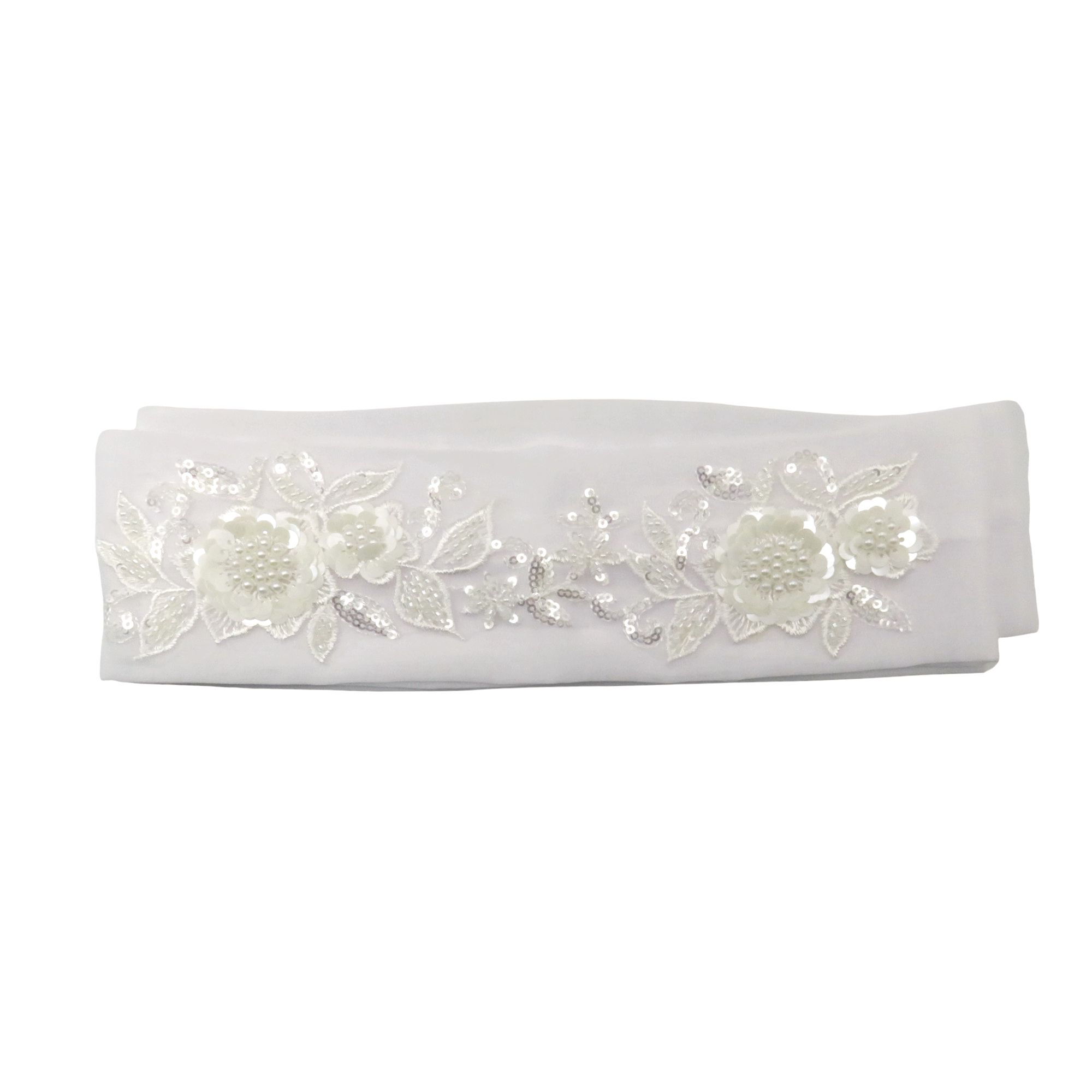 Esarfa dezgatit mireasa model deosebit alb cu broderie aplicata ILIF506016