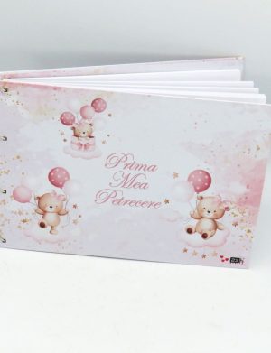 Guest Book Botez – carte mesaje invitați – Prima mea petrecere, Ursuleți Roz – ILIF506071