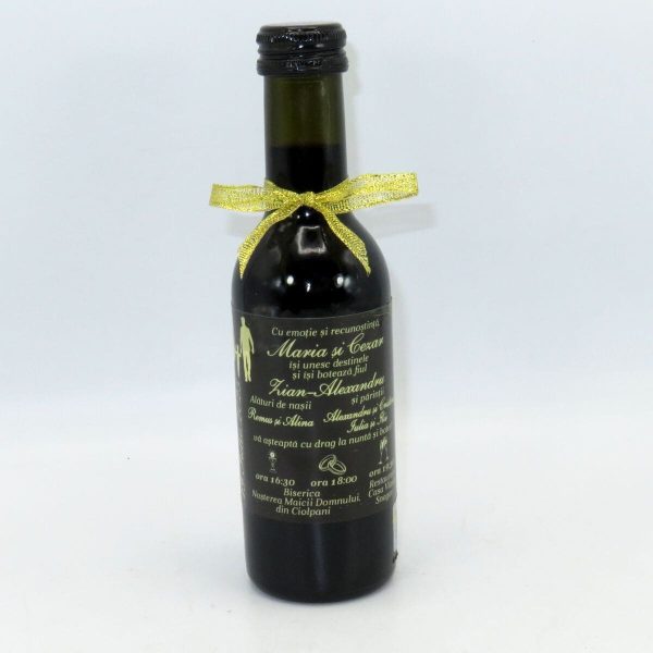 Invitație Nuntă și Botez, model deosebit 2în1 - sticluță de vin personalizată - ILIF506062 - imagine 7