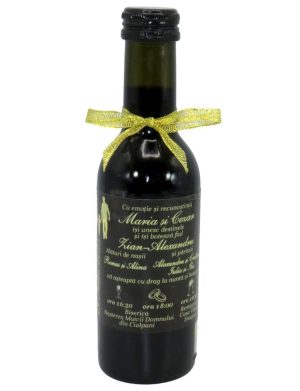 Invitație Nuntă și Botez, model deosebit 2în1 - sticluță de vin personalizată - ILIF506062