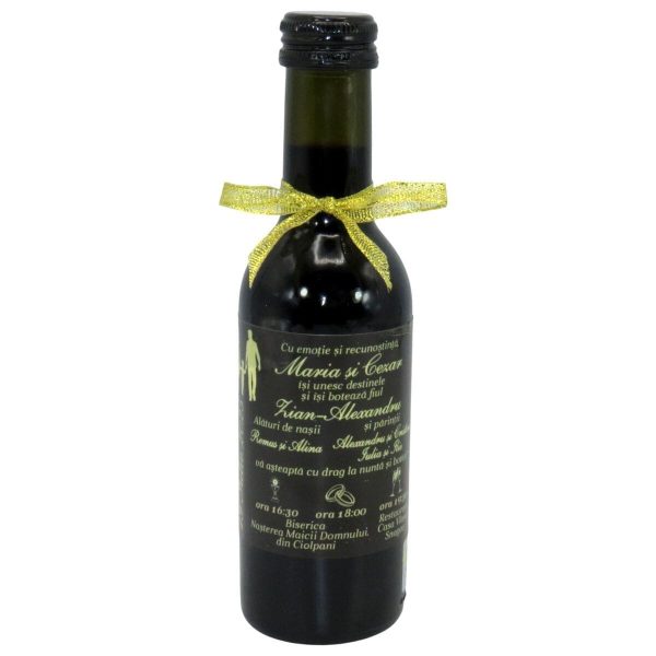 Invitație Nuntă și Botez, model deosebit 2în1 - sticluță de vin personalizată - ILIF506062