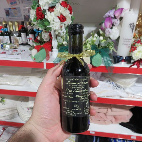Invitație Nuntă și Botez, model deosebit 2în1 - sticluță de vin personalizată - ILIF506062 - imagine 2