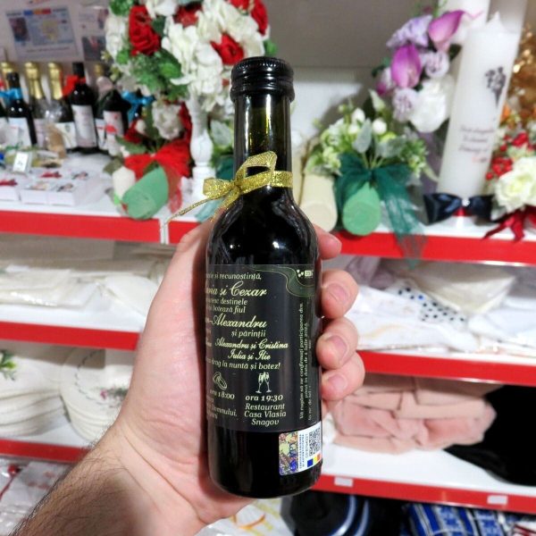 Invitație Nuntă și Botez, model deosebit 2în1 - sticluță de vin personalizată - ILIF506062 - imagine 3