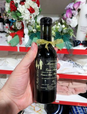 Invitație Nuntă și Botez, model deosebit 2în1 – sticluță de vin personalizată – ILIF506062