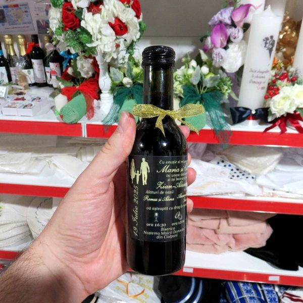 Invitație Nuntă și Botez, model deosebit 2în1 - sticluță de vin personalizată - ILIF506062 - imagine 4