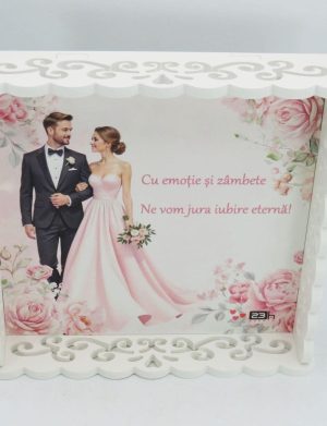 Kit Nuntă 5 piese: tăviță gătit mireasa, panou mic bun venit, decoruri auto, coșuleț – ILIF506029