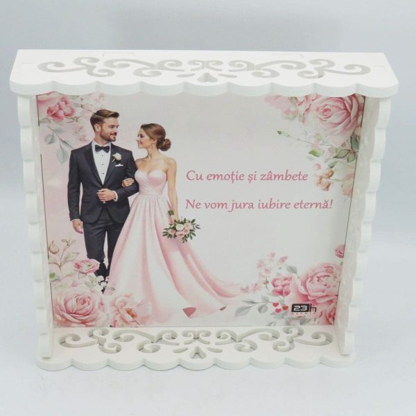 Kit Nuntă 5 piese: tăviță gătit mireasa, panou mic bun venit, decoruri auto, coșuleț - ILIF506029 - imagine 4