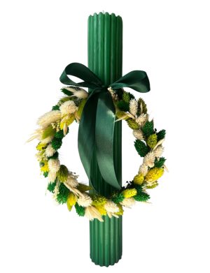 Lumânare Nuntă /Botez cu flori uscate, model floare personalizat la cerere - AMB506006