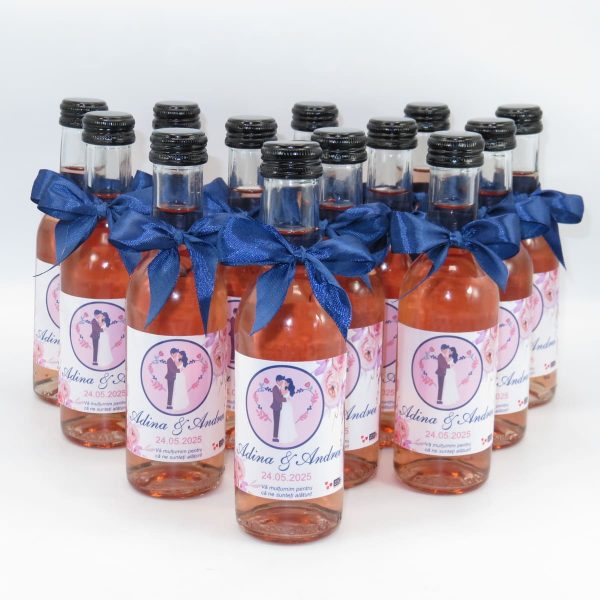 Mărturie nunta, Sticluță de Vin personalizată, fundiță albastră - ILIF506058 - imagine 5