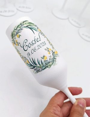 Pahare nuntă pentru miri și două perechi de nași, model personalizat Lămâi – FEIS506003