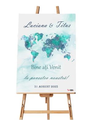 Panou Bun Venit la nuntă, tematică Travel m1, dim. 60x90 cm - ILIF506030