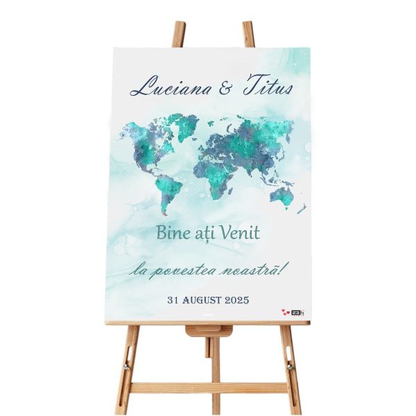 Panou Bun Venit la nuntă, tematică Travel m1, dim. 60x90 cm - ILIF506030