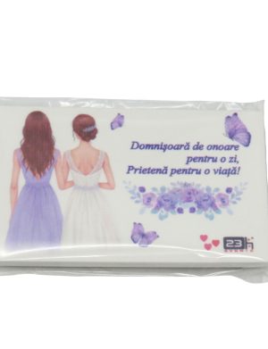 Placuță cerere Domnișoară de onoare, cu magnet, tematică mov, 80x45mm – ILIF506061