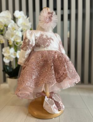 Rochiță botez fetiță – Contesa, culoare purpuriu, mânecă lungă – ILIF506073