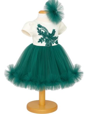 Rochiță botez fetiță – culoare alb-verde – ILIF507004
