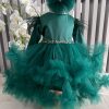 Rochiță botez fetiță, culoare verde cu tulle - ILIF506013 - imagine 2