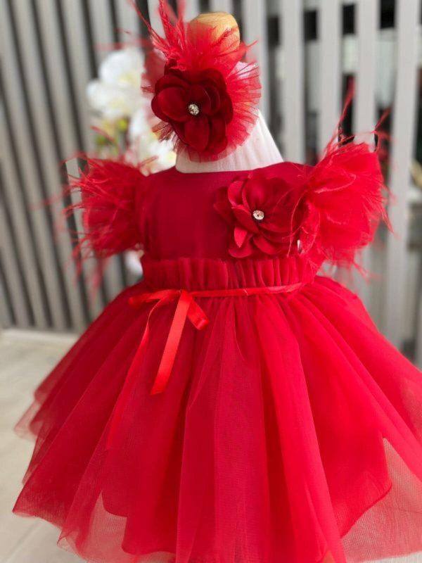 Rochiță botez fetiță, roșu - ILIF506079 - imagine 9