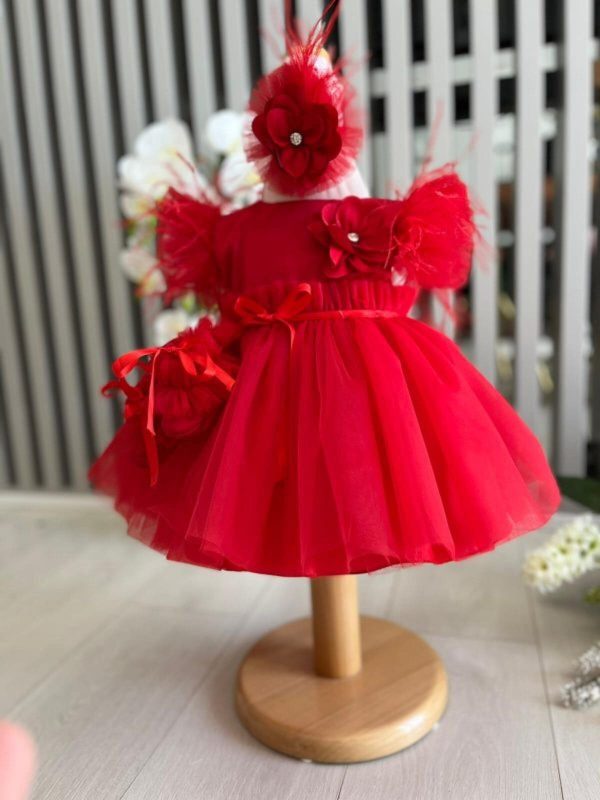 Rochiță botez fetiță, roșu - ILIF506079 - imagine 8