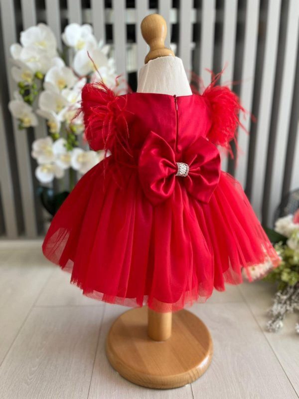 Rochiță botez fetiță, roșu - ILIF506079 - imagine 6