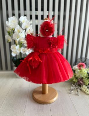 Rochiță botez fetiță, roșu – ILIF506079