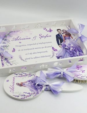 Tăviță gătit Mireasa, Lavandă m2, model personalizat cu 3 piese – ILIF506042