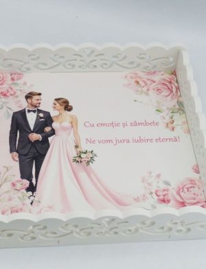 Tăviță gătit Mireasa, model nepersonalizat cu design floral roz – ILIF506068