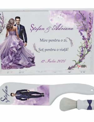 Tăviță pentru Gătitul Mirelui, Lavandă m2, model personalizat cu 3 piese - ILIF506066