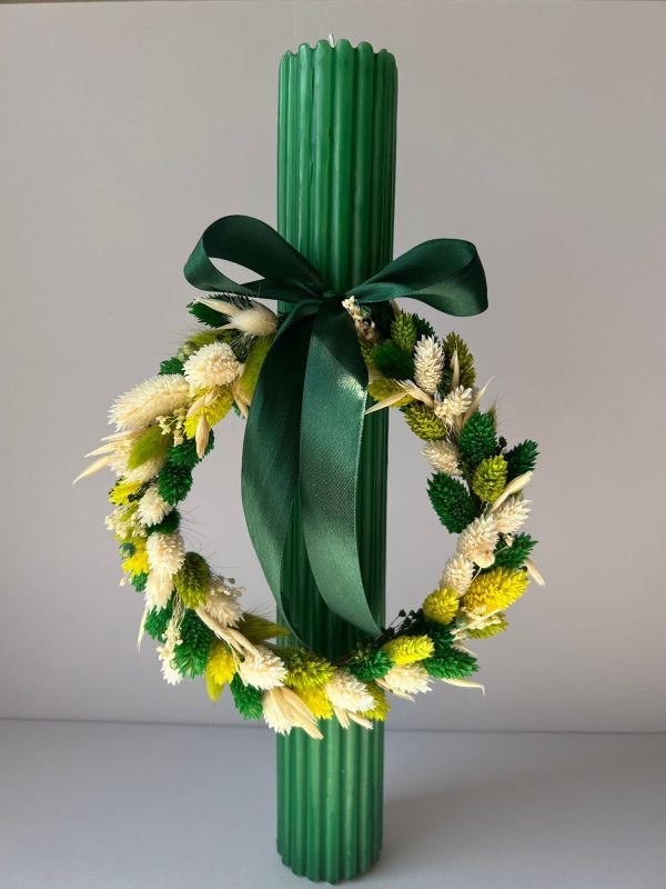 Lumânare Nuntă /Botez cu flori uscate, model floare personalizat la cerere - AMB506006 - imagine 4