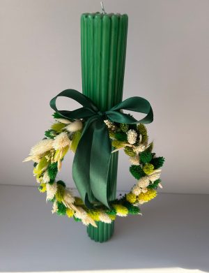 Lumânare Nuntă /Botez cu flori uscate, model floare personalizat la cerere – AMB506006