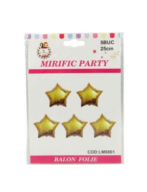 Baloane din folie Stea, 5buc/set, auriu - ILIF507044
