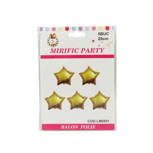 Baloane din folie Stea, 5buc/set, auriu - ILIF507044