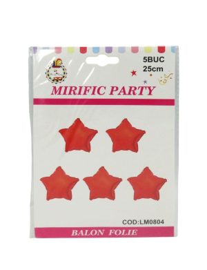 Baloane din folie Stea, 5buc/set, roșu - ILIF507042