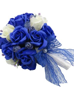 Buchet de mireasă cu flori de săpun, albastru regal - ILIF507024