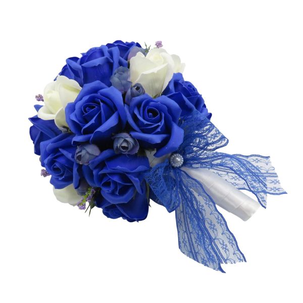 Buchet de mireasă cu flori de săpun, albastru regal - ILIF507024