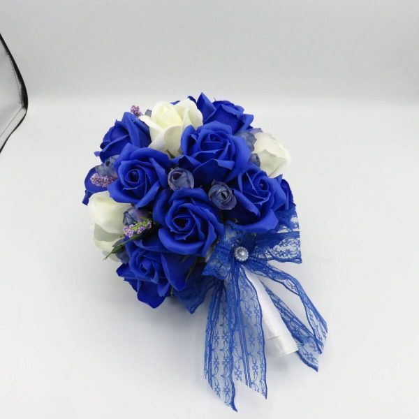 Buchet de mireasă cu flori de săpun, albastru regal - ILIF507024 - imagine 6