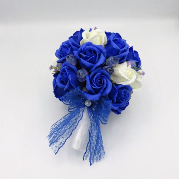 Buchet de mireasă cu flori de săpun, albastru regal - ILIF507024 - imagine 5