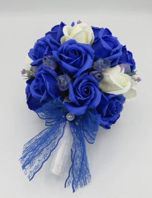 Buchet de mireasă cu flori de săpun, albastru regal – ILIF507024