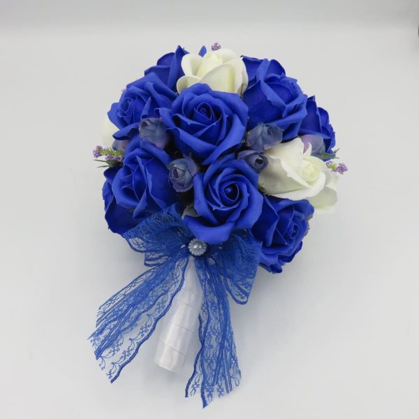 Buchet de mireasă cu flori de săpun, albastru regal - ILIF507024 - imagine 2