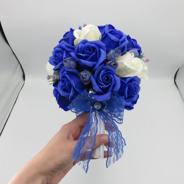 Buchet de mireasă cu flori de săpun, albastru regal - ILIF507024 - imagine 4