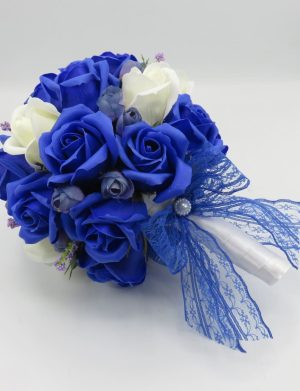 Buchet de mireasă cu flori de săpun, albastru regal – ILIF507024