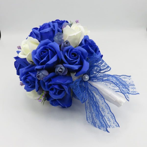 Buchet de mireasă cu flori de săpun, albastru regal - ILIF507024 - imagine 3