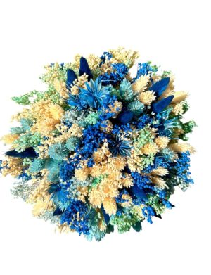 Buchet mireasă/nașă în cromatică alb, bleo și albastru, tematică marină – AMB507006