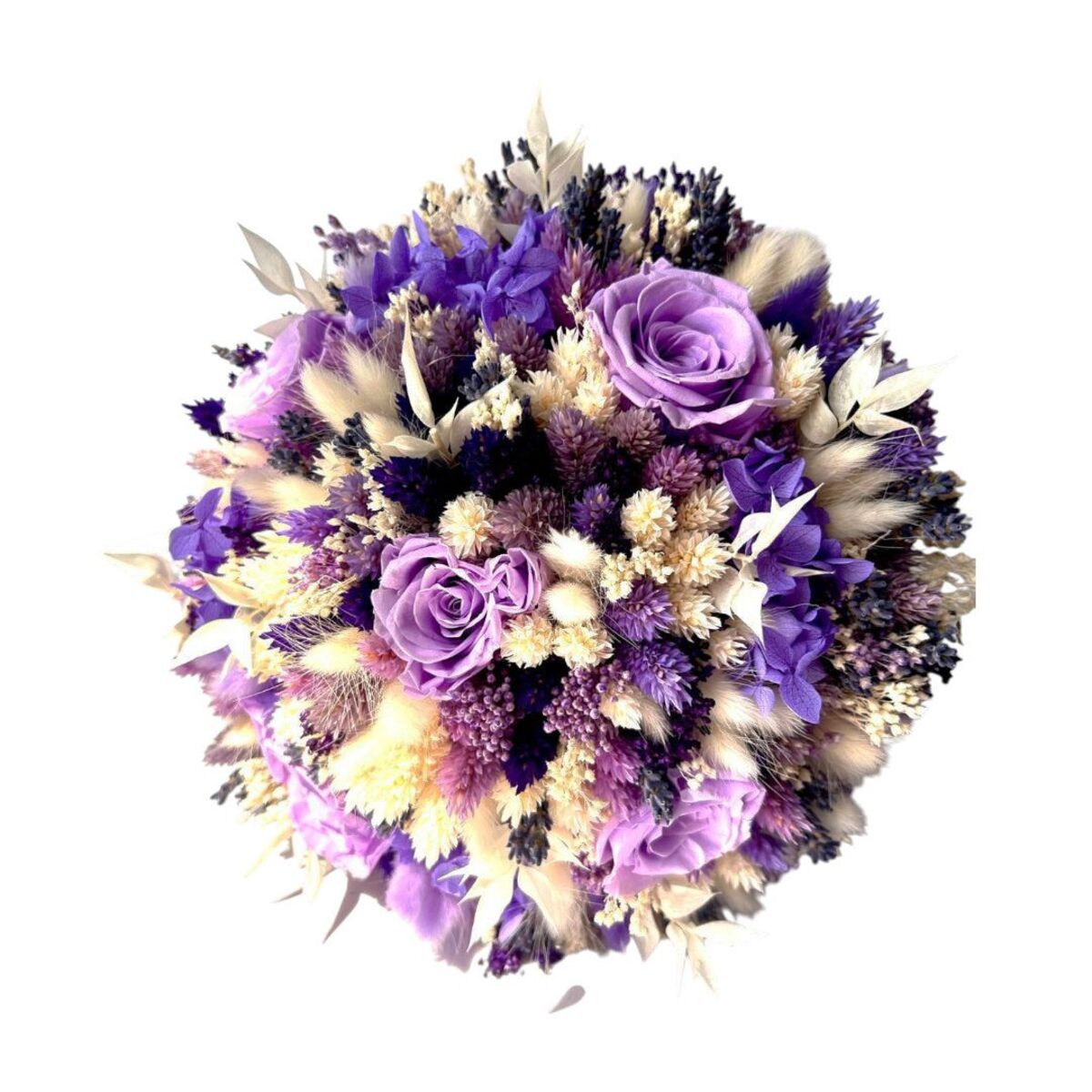 Buchet mireasanasa in cromatica alb lila trandafiri lilamov AMB507009 1