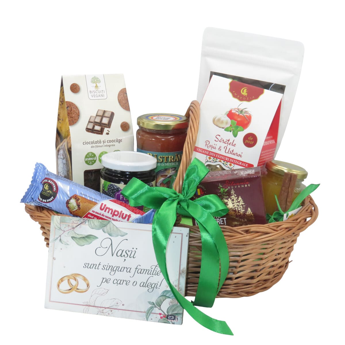 Cos cadou pentru Nasi 10 produse mesaj placuta verde ILIF507037 4